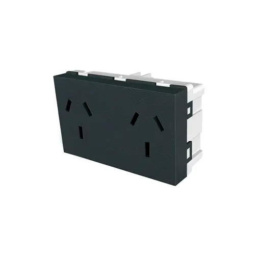 Mod. Platinum Toma Doble 10A Norma Negro Jeluz